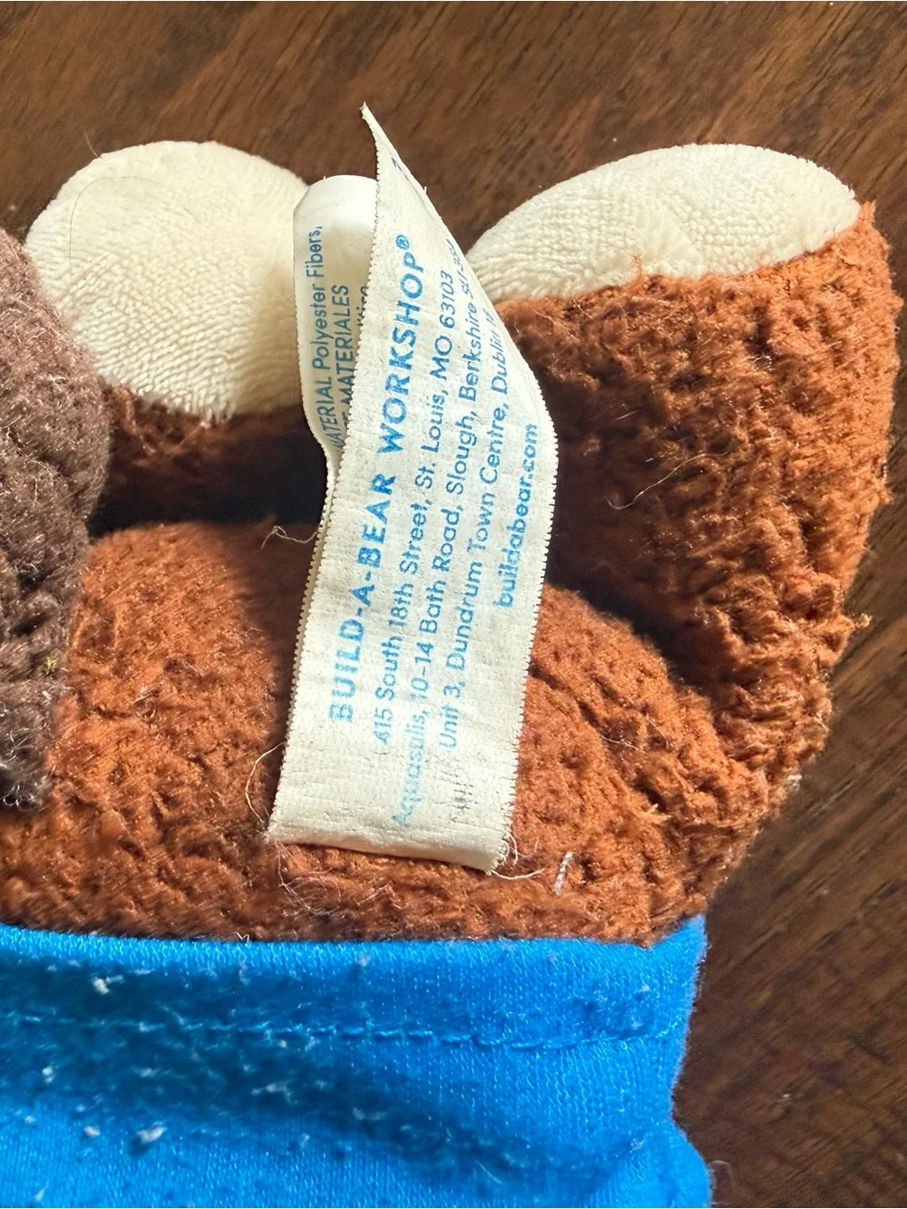 Build-A-Bear Workshop Mini But Mighty Dog Plush Brown & White w/ Blue Shirt 8”